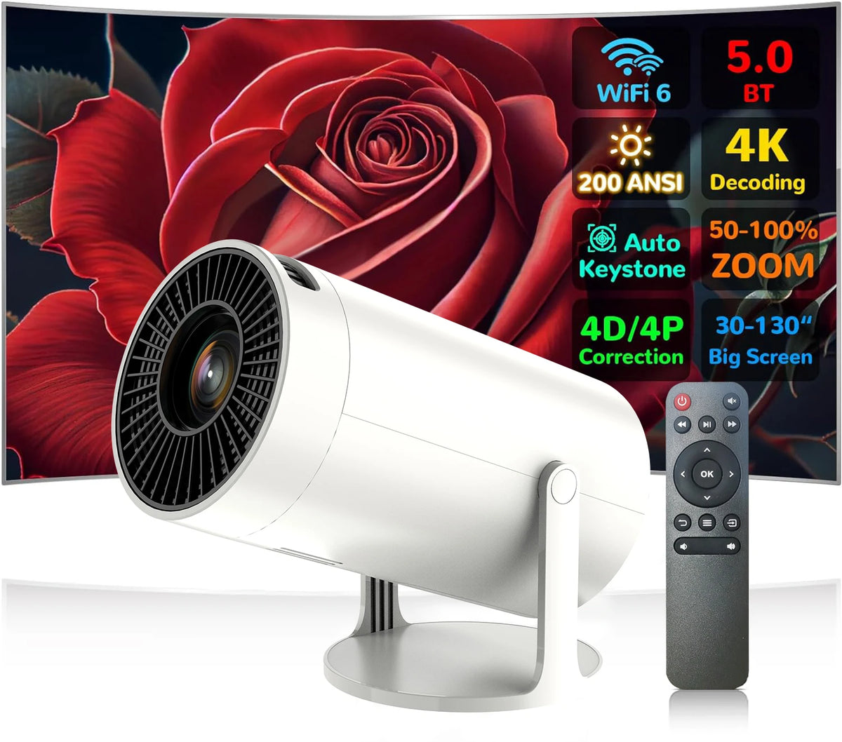 Portable Home Theater Projector – Wireless, BT & WiFi