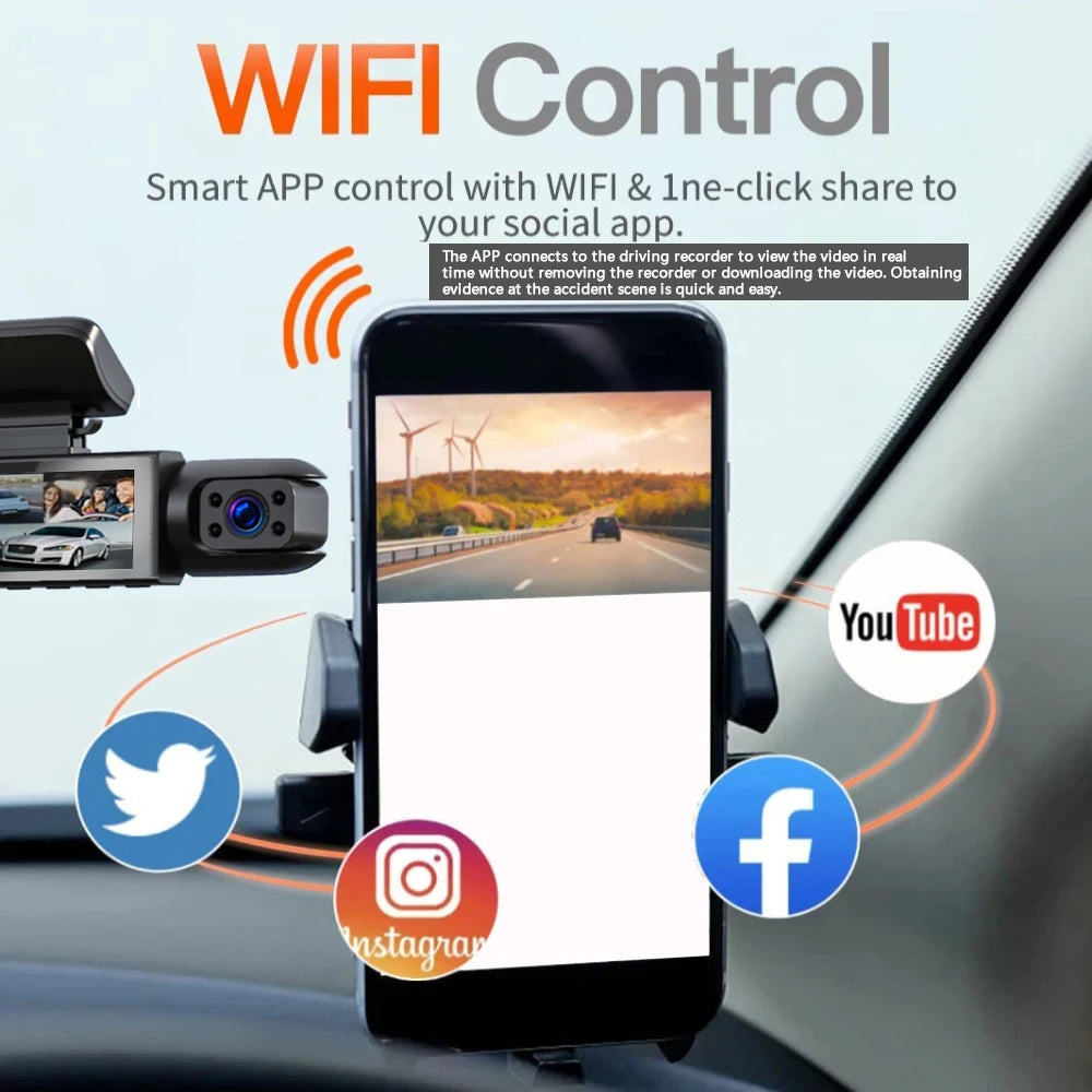 1080P WiFi Dual Dash Cam Front & Inside Recording