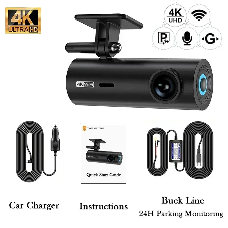 4K Car Dash Cam with WIFI & Voice Control