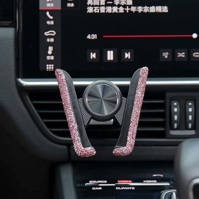 Elegant Crystal Car Phone Stand Bracket