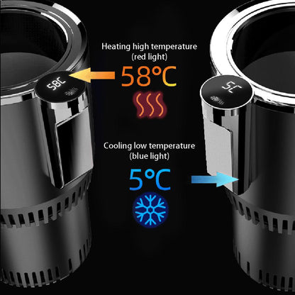 Heating and cooling car cup holder with digital display