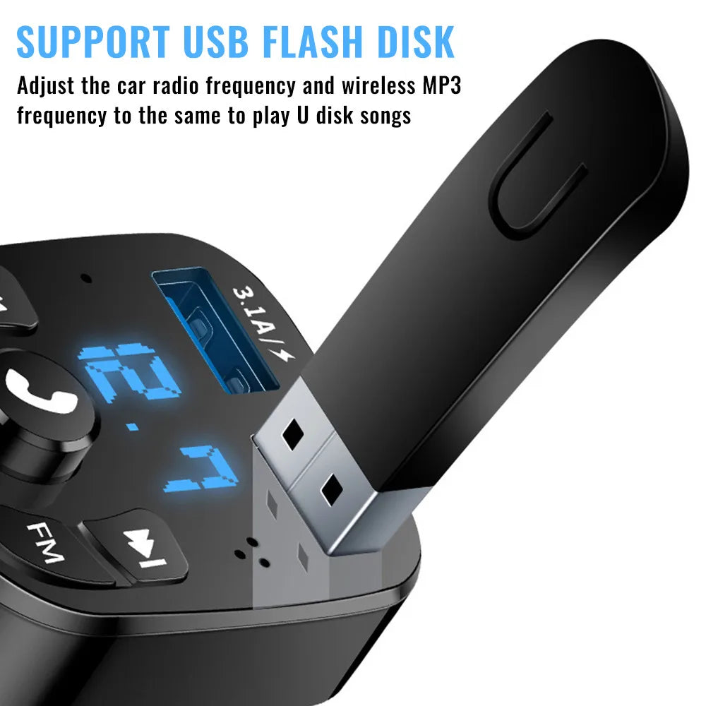 Bluetooth 5.0 FM Transmitter Wireless Car Kit