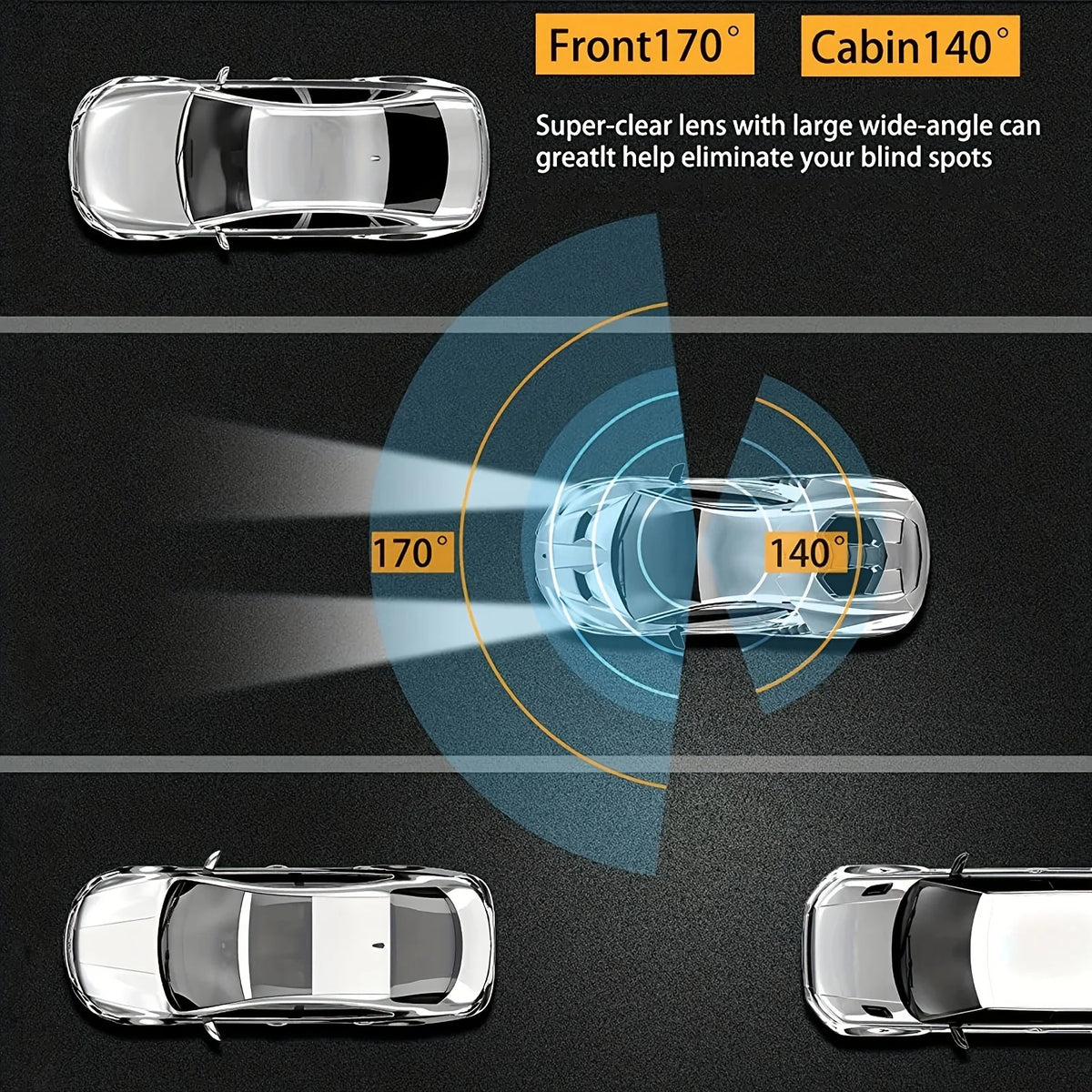 1080P WiFi Dual Dash Cam Front &amp; Inside Recording
