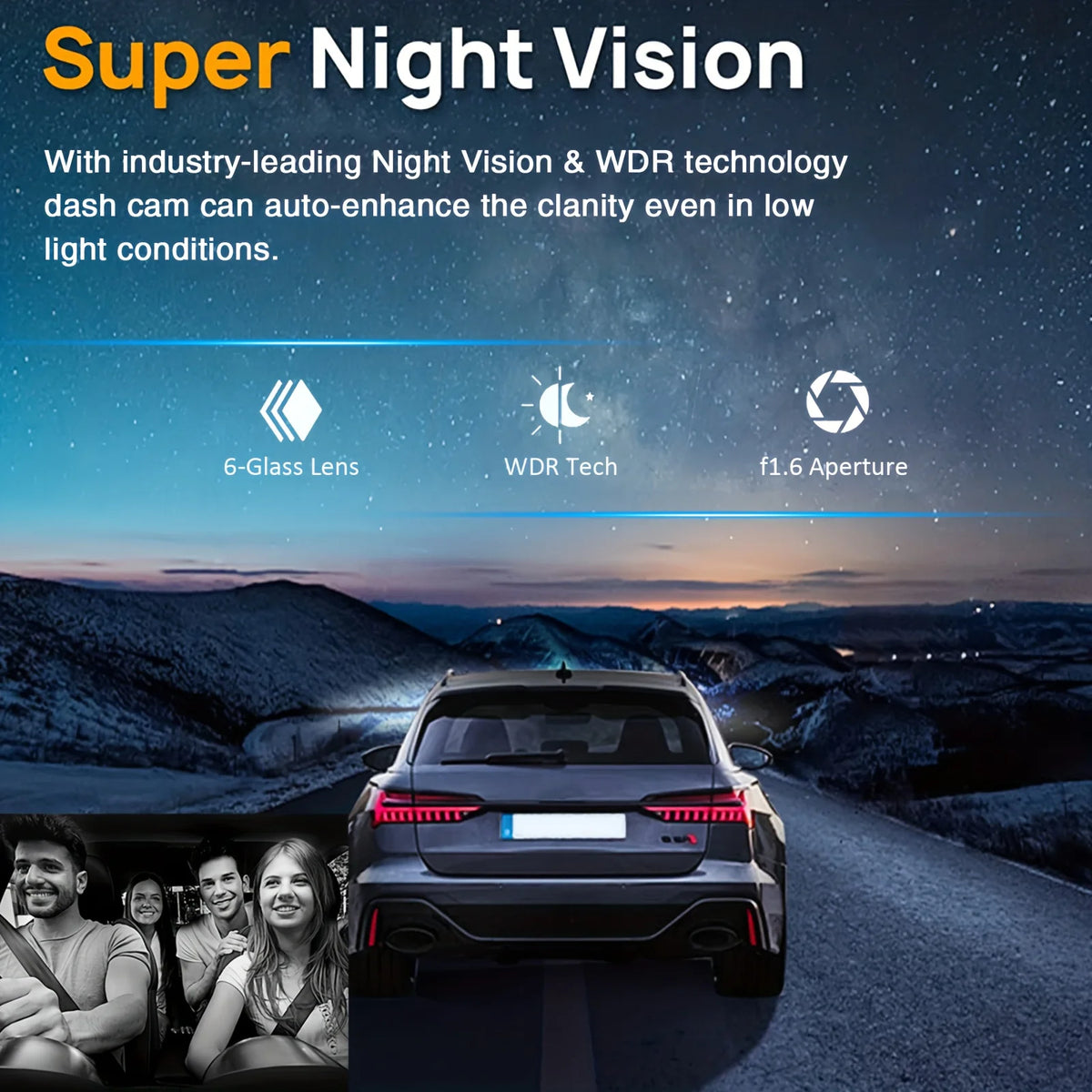 1080P WiFi Dual Dash Cam Front &amp; Inside Recording