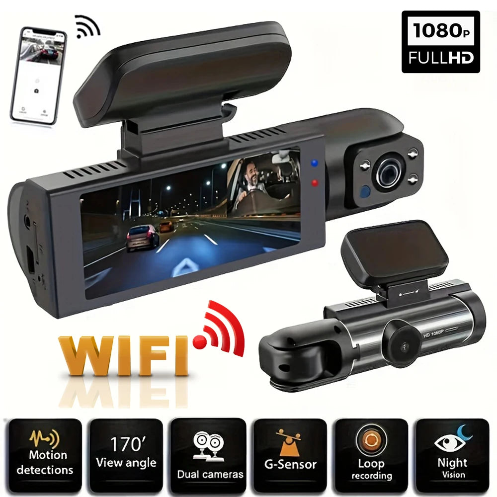 1080P WiFi Dual Dash Cam Front & Inside Recording