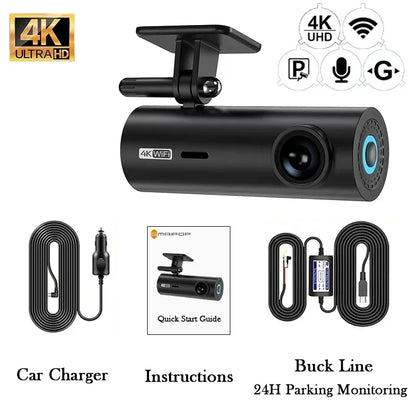 4K Car Dash Cam with WIFI &amp; Voice Control