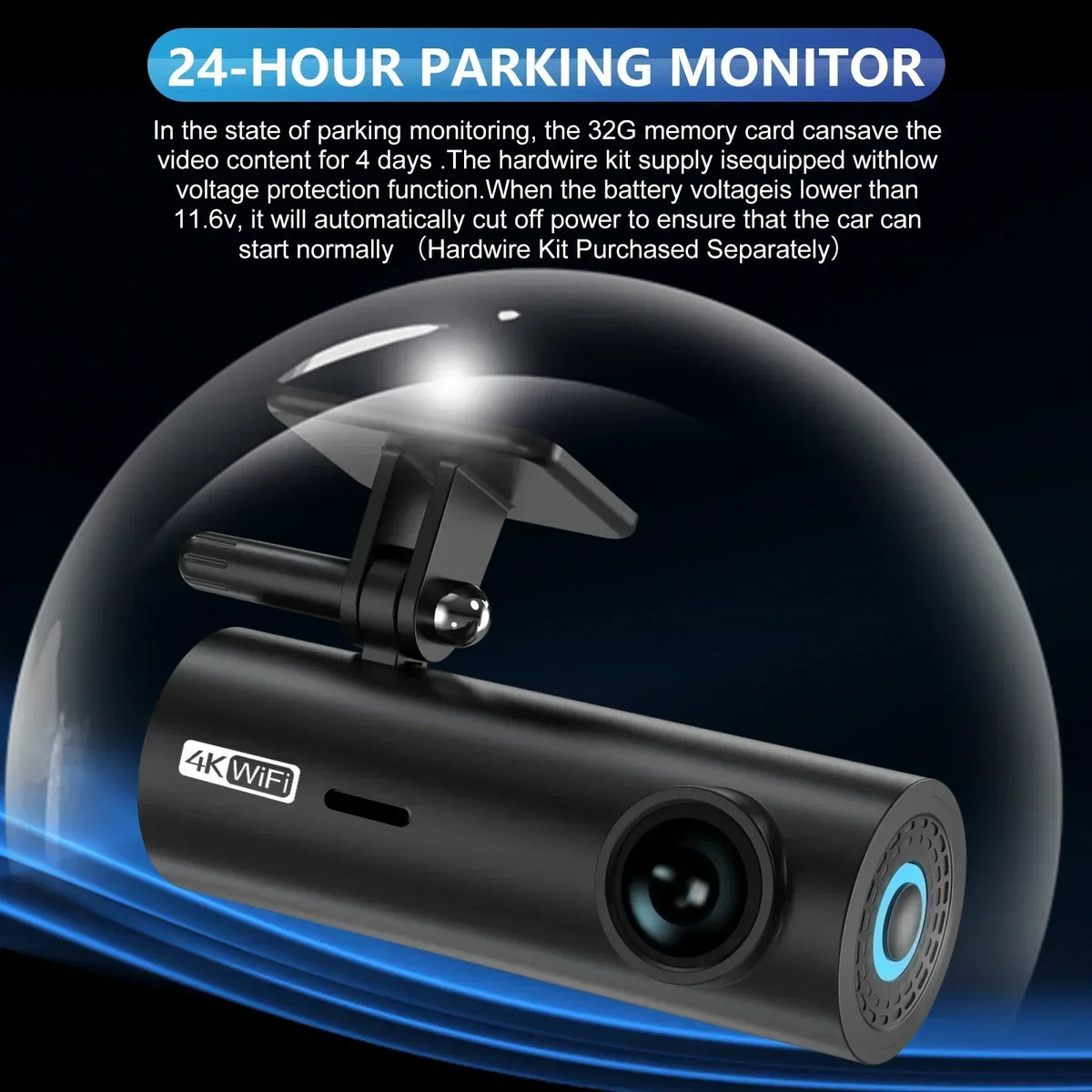 4K Car Dash Cam with WIFI &amp; Voice Control