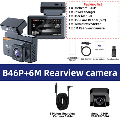 4K Dual Lens Dash Cam with GPS &amp; WiFi