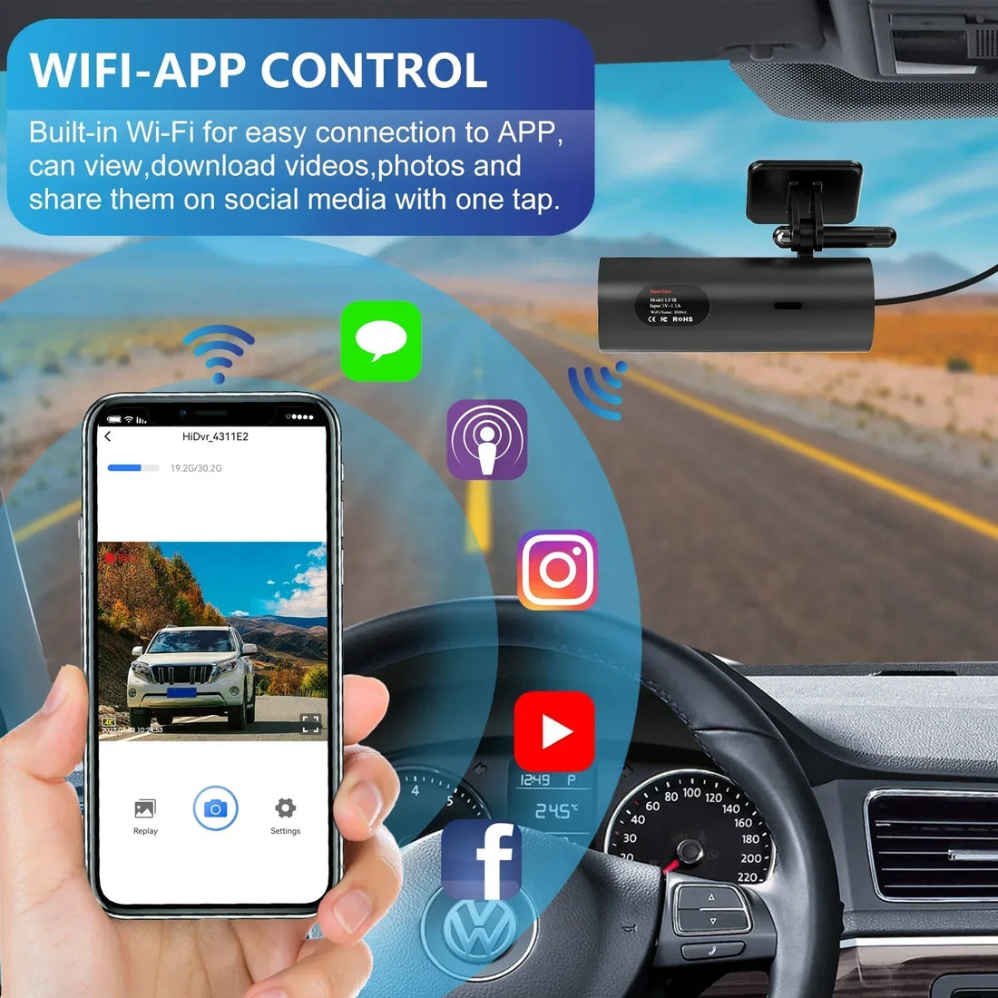 4K Car Dash Cam with WIFI &amp; Voice Control