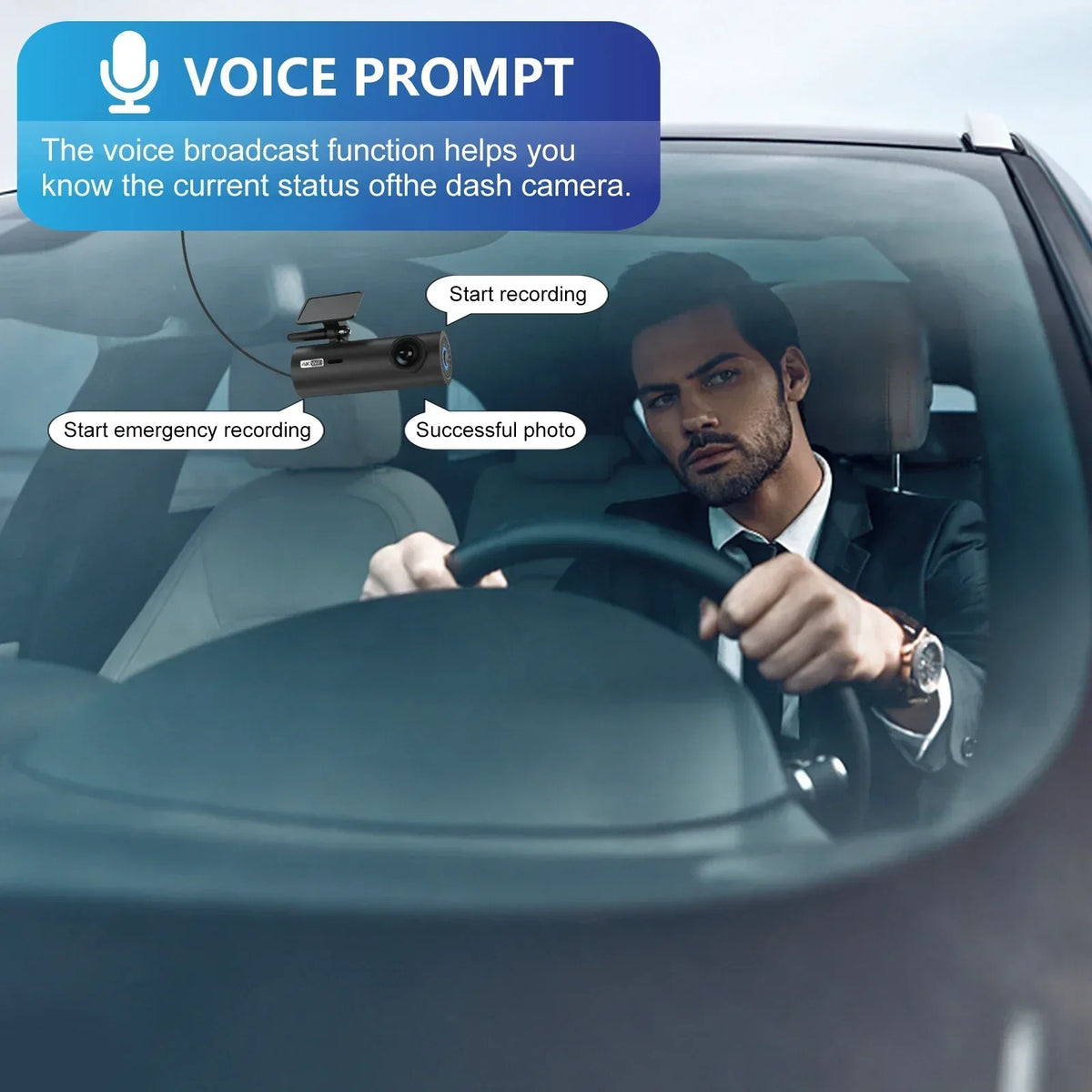 4K Car Dash Cam with WIFI &amp; Voice Control